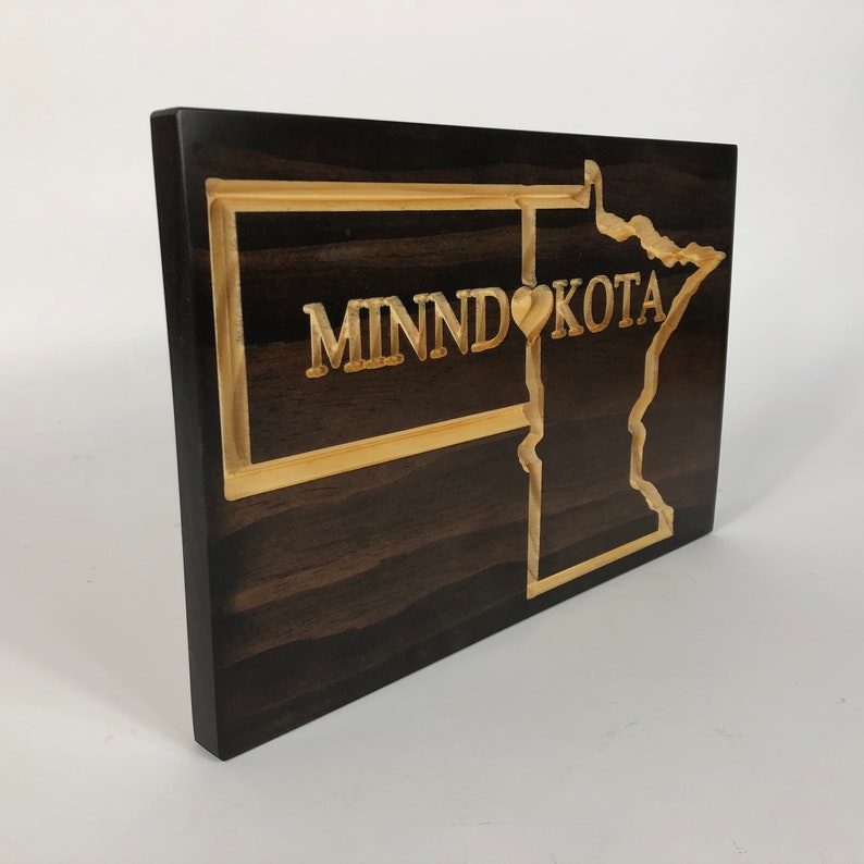 Minndakota Carved Wooden Sign MN ND Sign State Sign Etsy