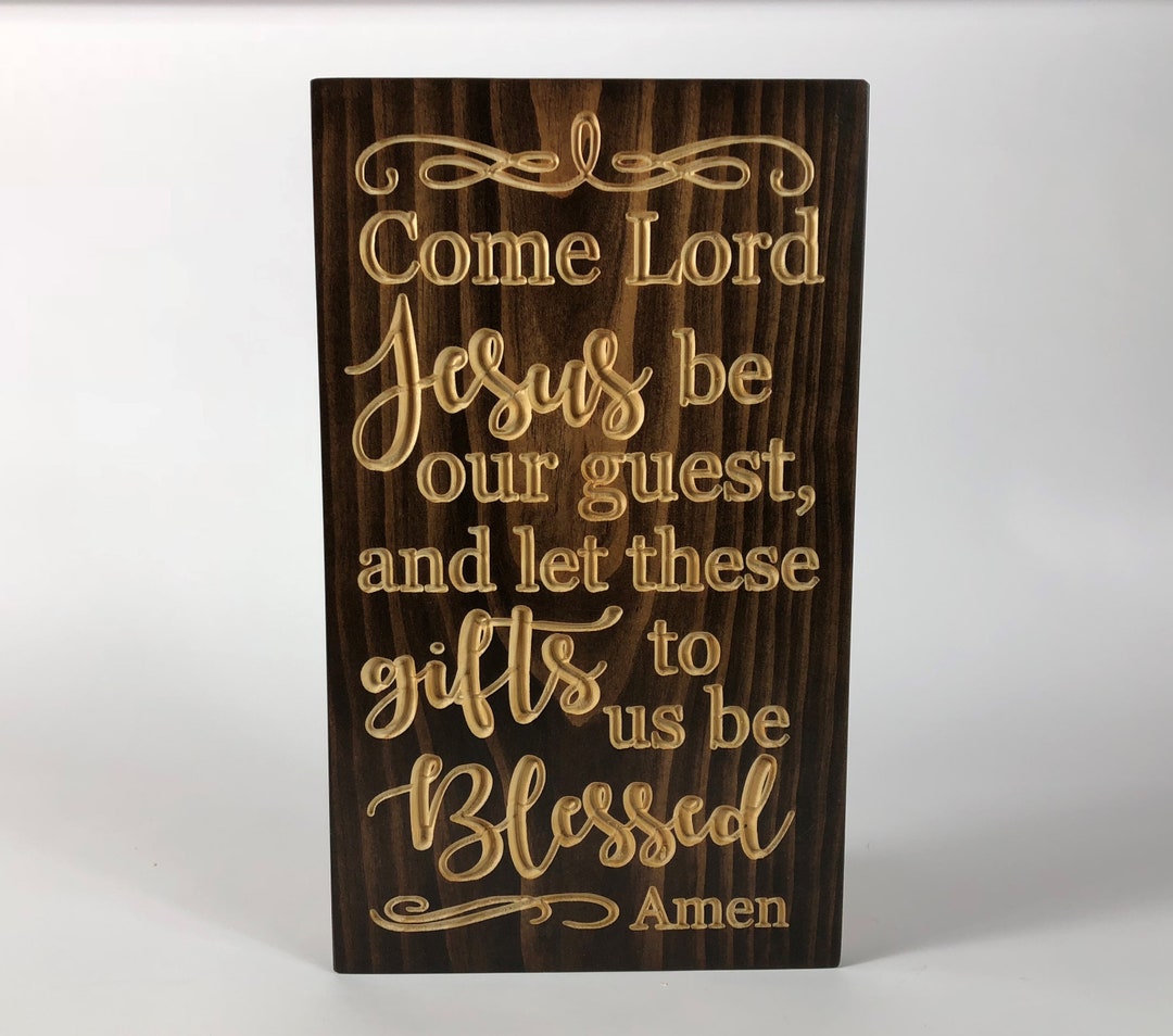 Engraved Dinner Prayer Wooden Sign – Christian Kitchen Decor - Etsy