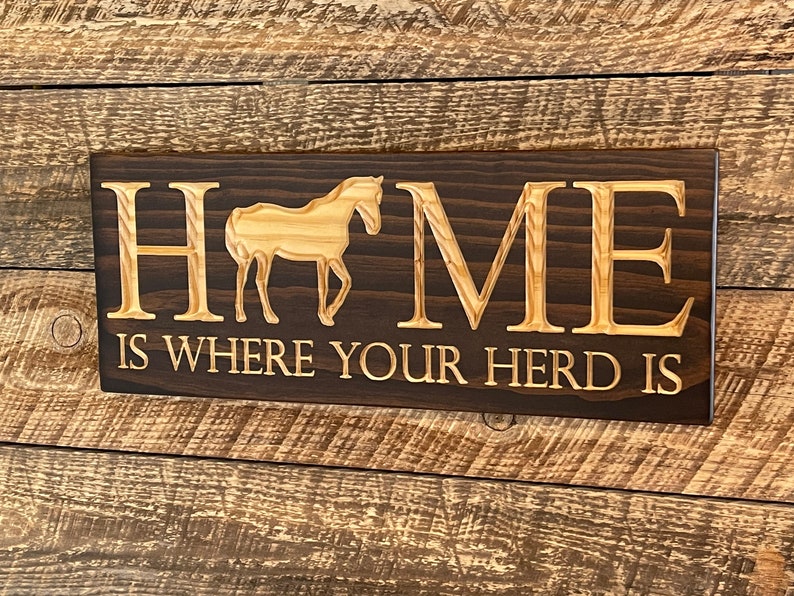Horse Home-home Carved Wooden Signs-herd Sign-wood Decor Signs-house ...