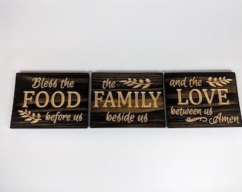 Christian wall decor - Carved Wood Sign - Family Prayer Wall Collage