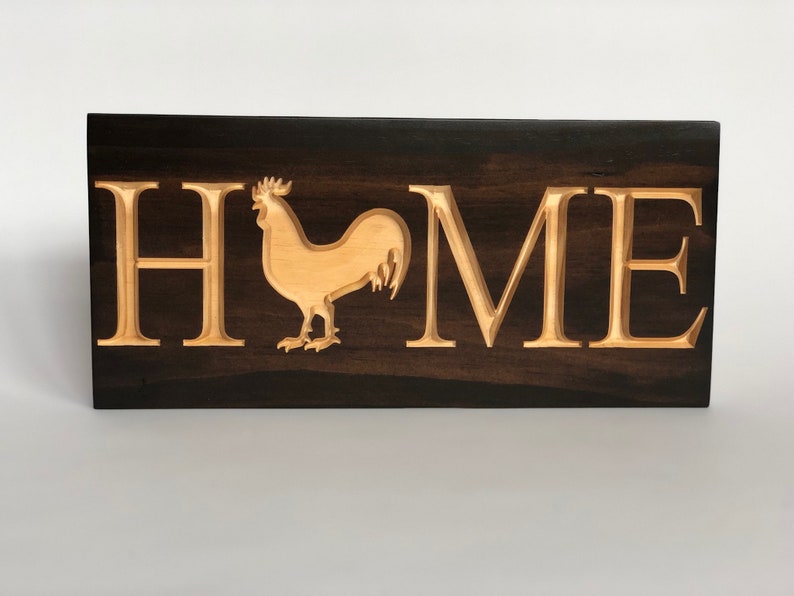 Rooster Home Carved Wooden Signs En Sign Wood Decor Image 0