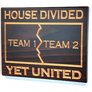 House Divided - Custom House Divided - Carved Wooden Sign - Sport Sign - Engraved Sign - Football - Wooden Plaque - Rustic Custom Wood Sign