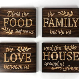 Bless the Food before us - Carved Wooden Sign - Wood Sign With Saying - Wall Collage - Rustic Wood Sign - Decorative Sign - Engraved Sign