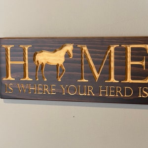 Horse Home-home Carved Wooden Signs-herd Sign-wood Decor Signs-house ...