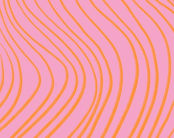 Small sheet of wrapping paper, orange lines on pink background. Abstract. DIN A 3.