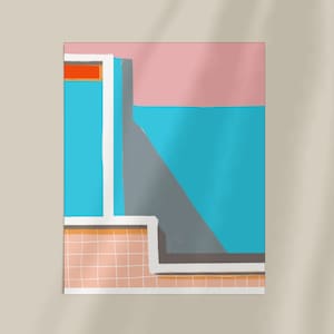 Postkarte - Freibad - abstrakt bunt auf Naturkarton gedruckt - DIN A6 by Chilli und Jens