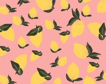 3 x wrapping paper, illustrated lemons. DIN A 2 sheets in yellow and pink.