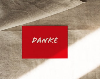 Postcard "DANKE" lettering white printed on natural cardboard red - DIN A6 by Chilli und Jens
