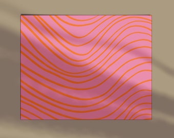 Abstract wrapping paper pattern - orange lines on pink background. Sheet in DIN A 3.