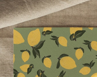 Landhaus placemat made of paper printed in DIN A 3 - illustrated lemons by Chilli & Jens