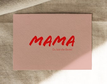 Mother's Day greetings "MAMA - You are the best!" Lettering printed on natural cardboard - Postcard - DIN A6 by Chilli und Jens