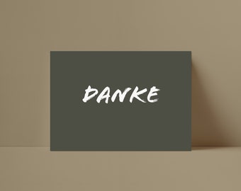 Postcard "DANKE" lettering printed white on dark green natural cardboard - DIN A6 by Chilli und Jens