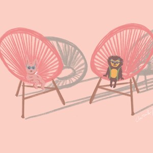 Gedruckte Kinder-Postkarte auf Naturkarton - Poolchair - A6 Querformat - by Chilli & Jens