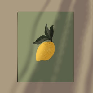 Postkarte Zitrone illustriert auf salbeigrünem Naturkarton gedruckt - DIN A6 Hochformat by Chilli und Jens