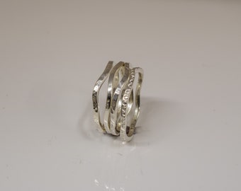 Set of 4 Silver Stack Rings
