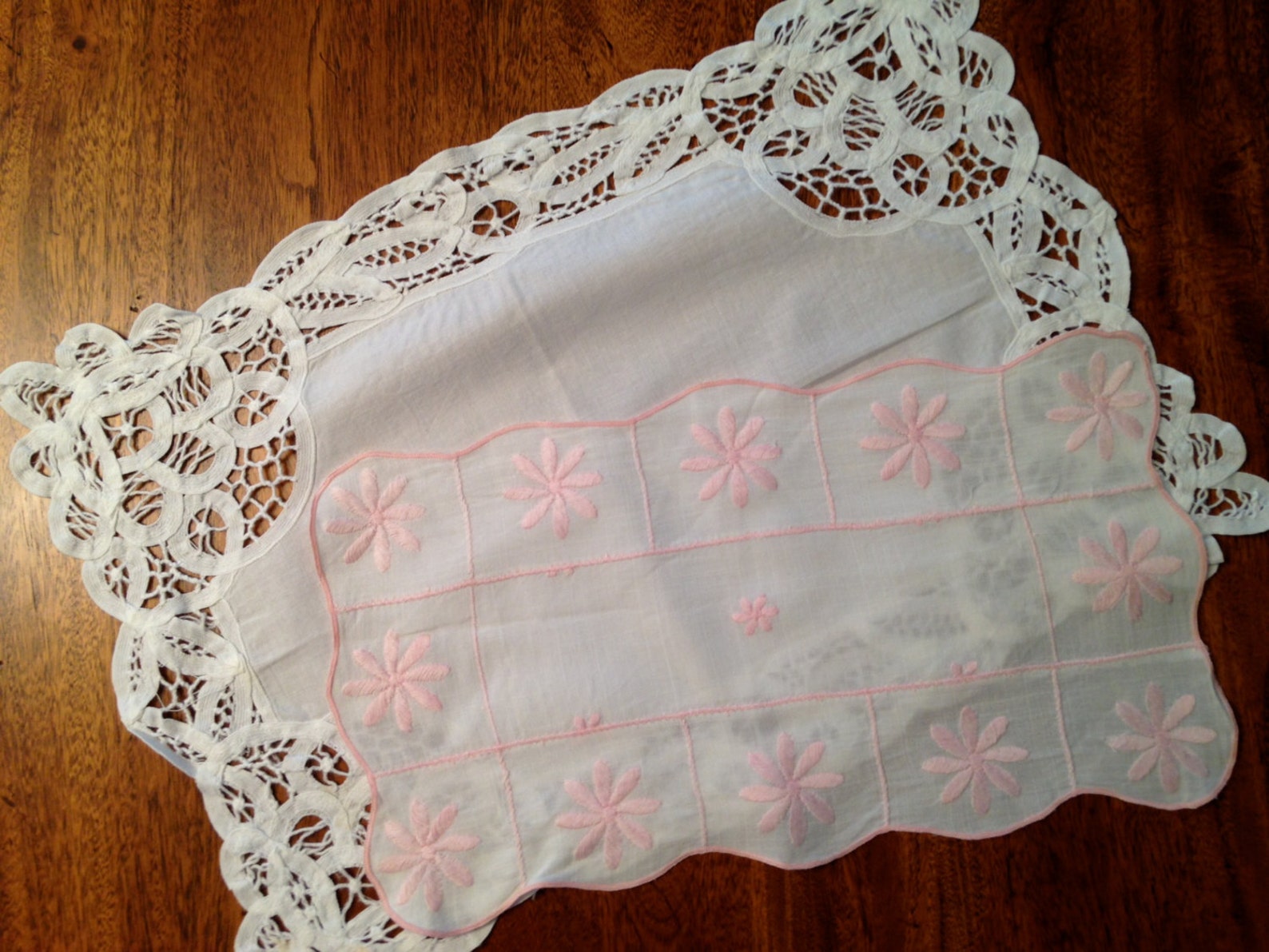 Two Vintage Embroidered Dresser Scarves Etsy