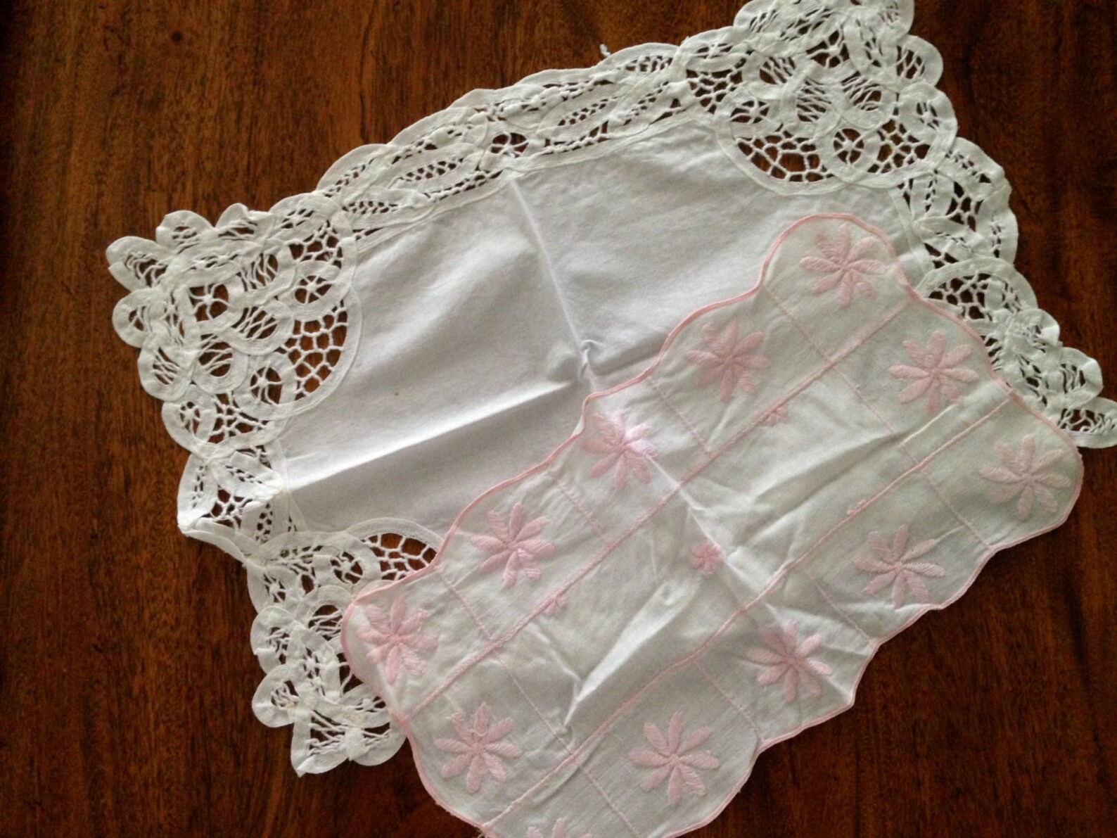 Two Vintage Embroidered Dresser Scarves Etsy