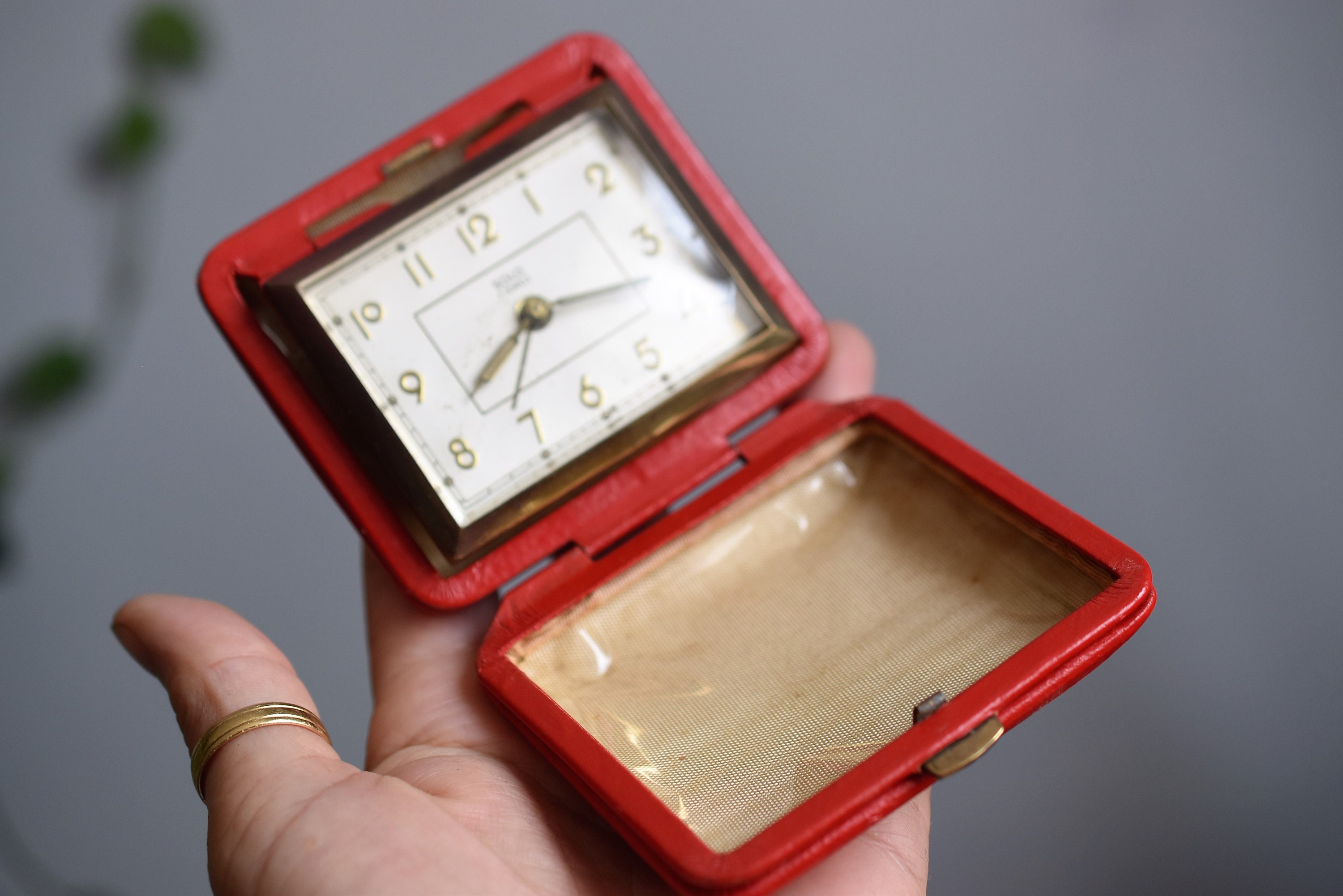 Boite coffret réveil voyage horlogerie bijouterie vintage art déco
