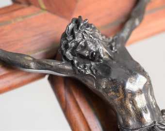 large antique/vintage French crucifix ,religious cross 23.3/4" inches ,sacred art