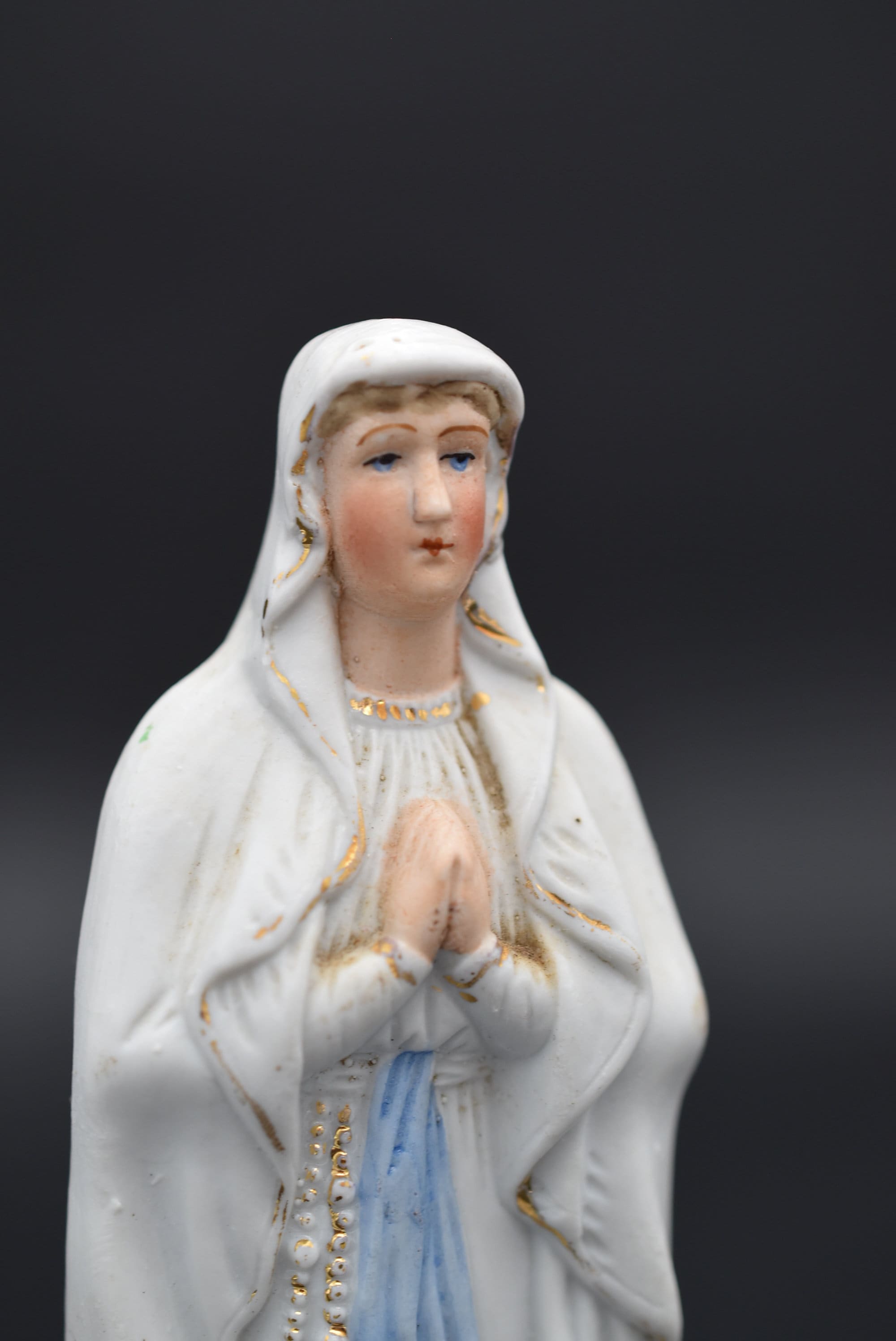 French antique religious statue of Virgin Mary ,Madonna,our lady of LOURDES