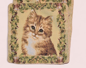 Vintage Tapestry Pillow Covers (Set of 2): Cat Portrait Cushion