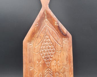 Antique carved wooden butter stamp, folk art