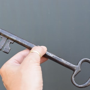large antique French key (castle,church,large gate) ,made 19th century,wrought iron