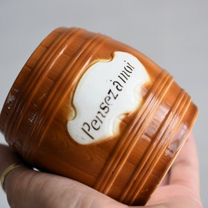 vintage ceramic money box piggy bank piggy coin bank barrel-shaped, &quot;think of me&quot;