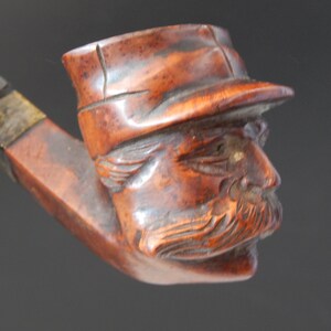 antique hand carved wood pipe man’s head
