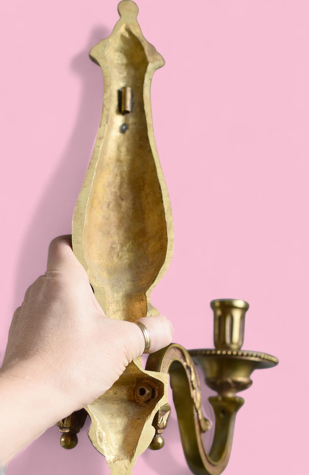 フランスのアンティーク壁取り付け用燭台、ブロンズランプ、キャンドル