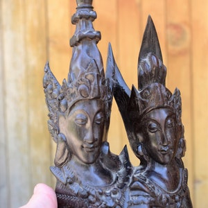 Vintage Balinese Hand Carved Wooden Statue of Rama and Sita