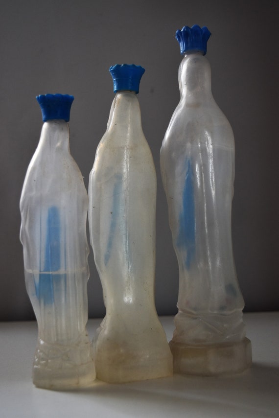Lot De 3 Bouteilles Deau Bénite Lourdes Vintage Vierge Marie
