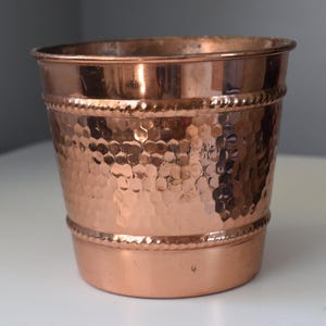 French vintage planter, flower pot, pot cover, copper Villedieu