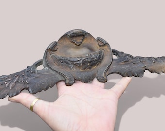 antique French ornate pediment bronze ,furniture deco,19th century