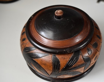 scatola, vaso, barattolo, contenitore vintage - legno tornito