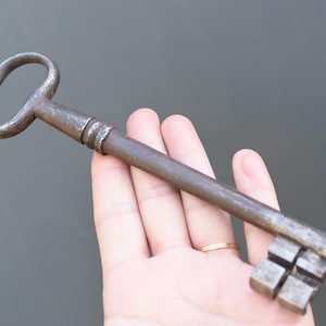 large antique French key (castle,church,large gate) ,made 19th century,wrought iron