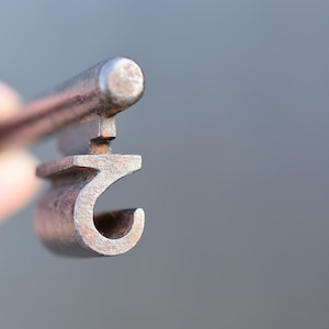 antique French key ,made 19th century,wrought iron key shaped like &quot;two&quot;