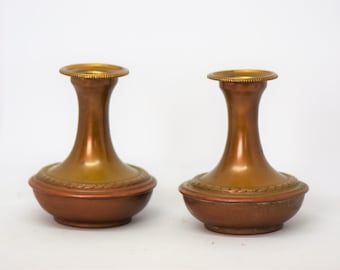 lot of 2 vintage copper candle holders,candle stick