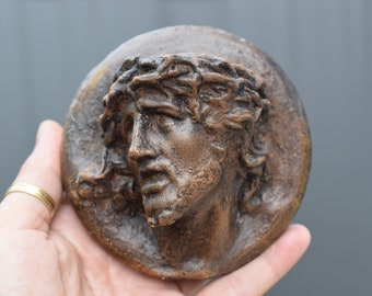 religious wall decoration - head of Christ,sculpture,bas relief,locket