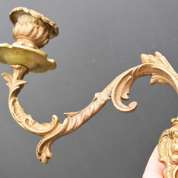 antique French wall candle holder ,piano sconce,ornate bronze,19th century