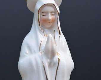vintage ceramic statue of Virgin Mary,religious statue
