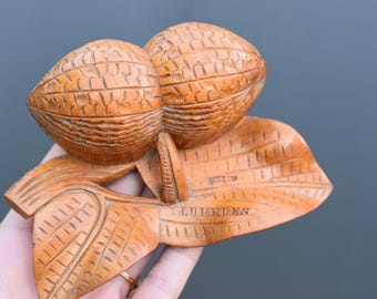 antique /vintage hand carved wood inkwell