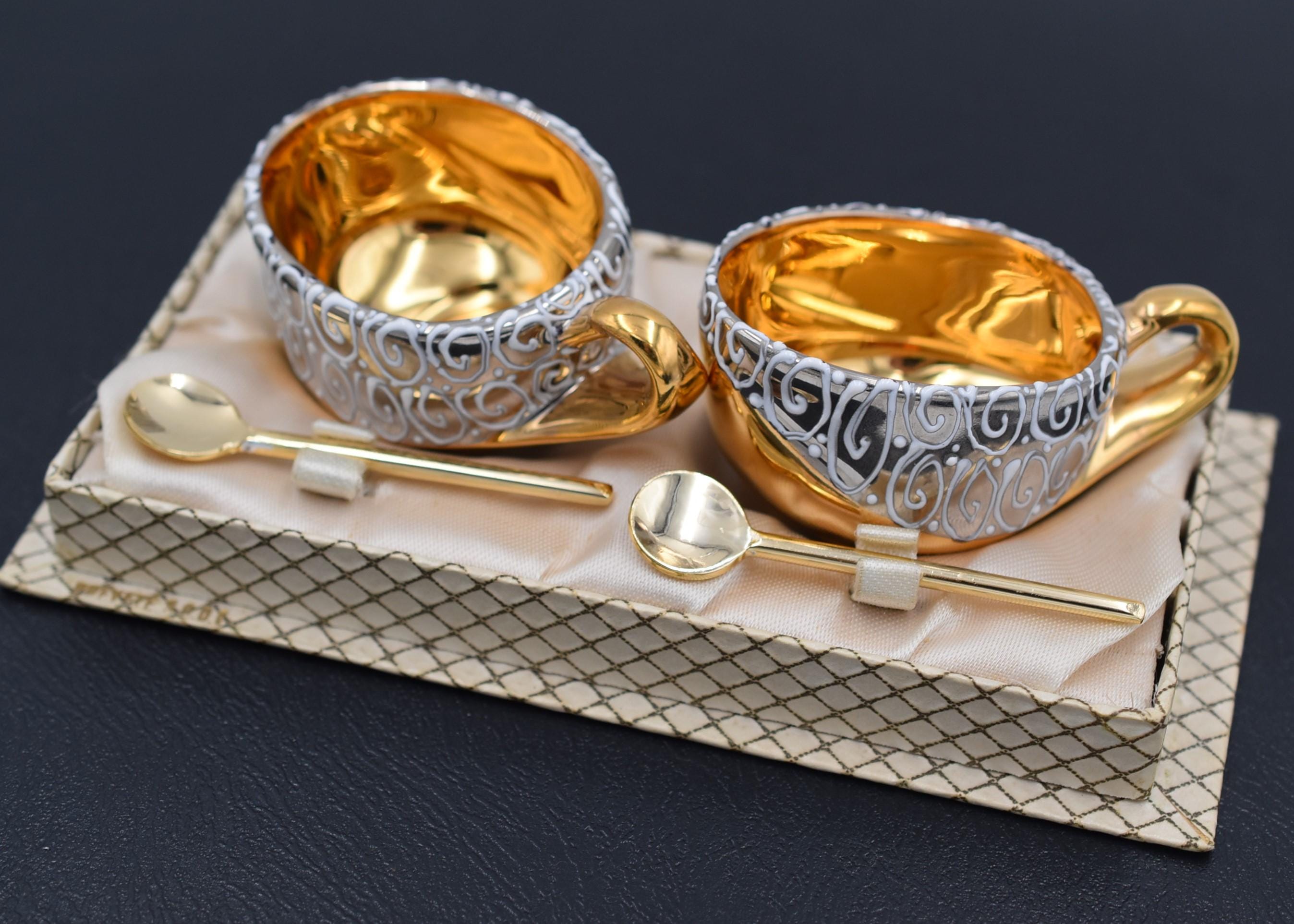 French Vintage Box of Salt and Pepper Cellars in Limoges Porcelain