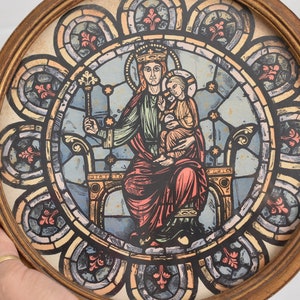 vintage framed religious picture ,wooden frame