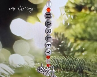 Silver Harley Motorcycle Ornament: Beaded Biker Gift