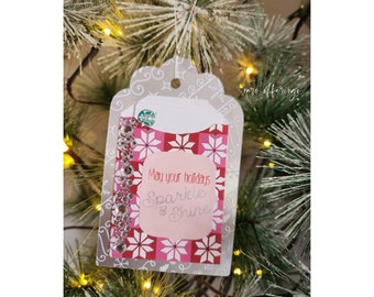 Handmade Sparkle Holiday Gift Card Holder, Ornament Gift Tag