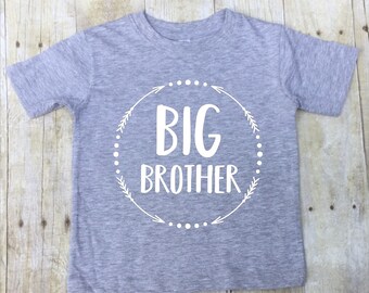 Big Brother Shirt-Big Brother T-Shirt-Sibling Shirt-Pregnancy Reveal-New Baby Announcement Shirt-Big Bro-Big Brother Jersey-Gray T-shirt
