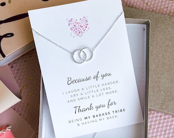 Girl tribe friendship gifts, Best friend necklace, Badass Girl gang jewelry, Silver connecting circles, Roommates necklace, Valentine's day