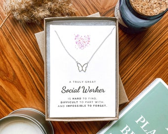 Social worker gift, SW necklace, Appreciation gift, Therapist present, A Truly Amazing SocialWorker, 925 sterling silver charm, Welfare work