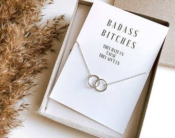 Badass Bitches gifts, Best friend necklace, Biridesmaid group gift, Friendship jewelry for girls trip weekend favors, Badass gifts for women